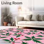 Pink Holly Berry Branch Repeating Rug