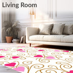 Whimsical Pink Heart Swirls Rug