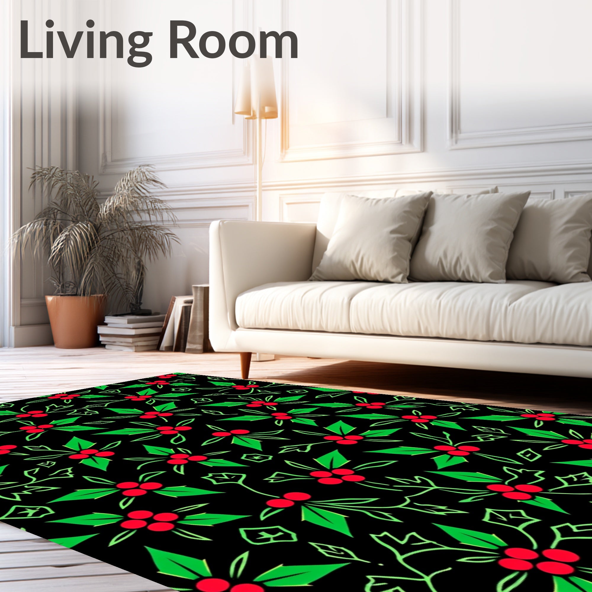 Crimson Holly Berry Garland Rug