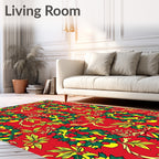 Festive Red Holly Berry Wreath Rug
