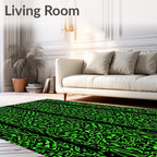 Electric Green Intricate Abstract Stripe Rug