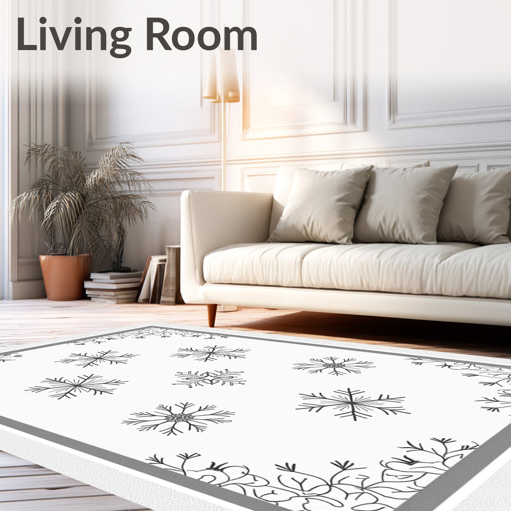 Black White Snowflake Corner Scatter Rug