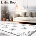 Black White Snowflake Corner Scatter Rug