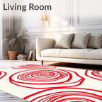 Vibrant Red Swirl Floral Rug