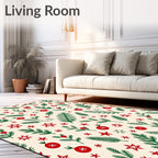 Holiday Evergreen Berry Orb Stars Rug