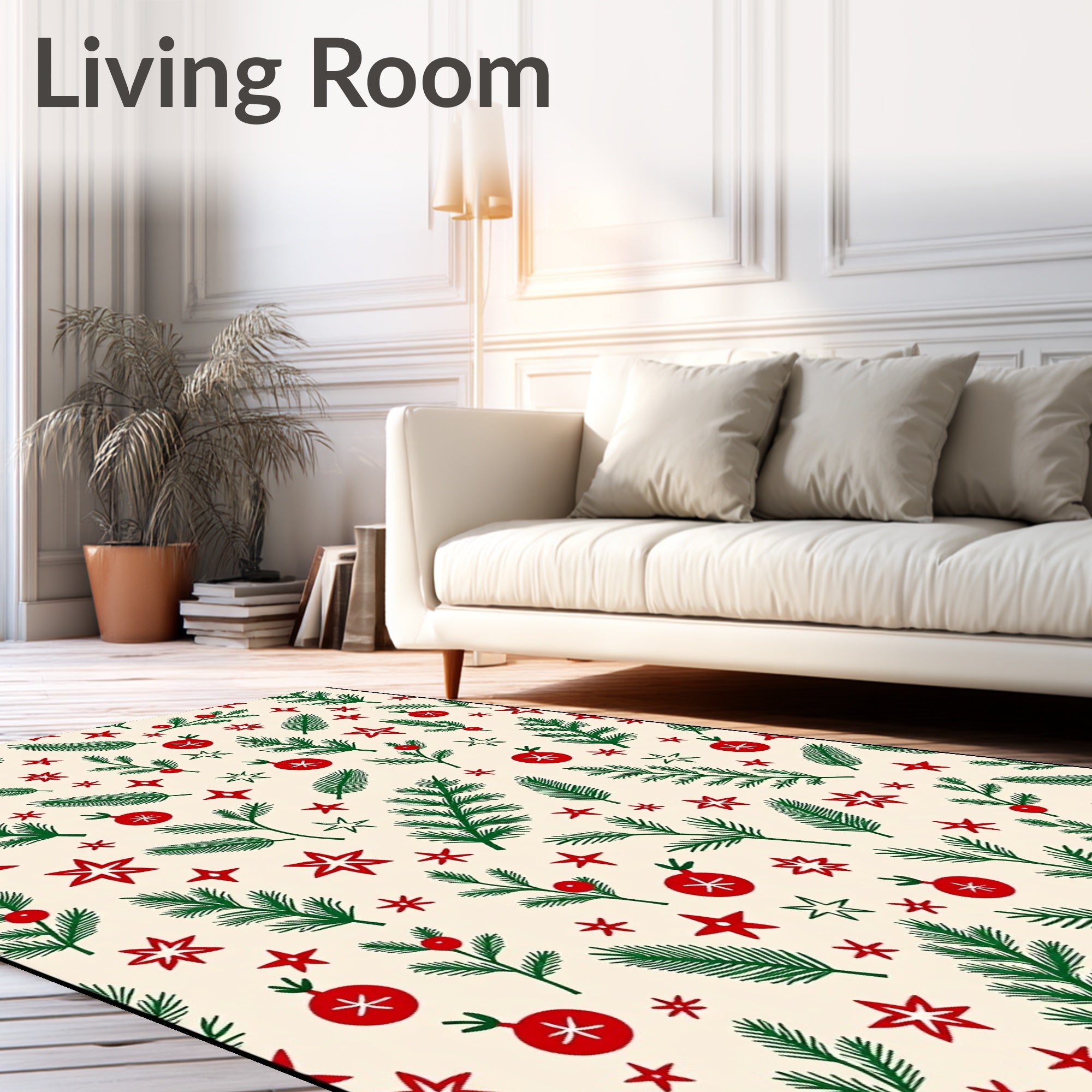 Holiday Evergreen Berry Orb Stars Rug