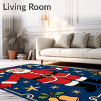 Festive Santa Claus Christmas Stars Rug