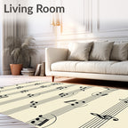 Black musical notes on cream background Rug