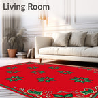 Vibrant Christmas Poinsettia Border Rug