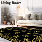 Golden Winter Snowflake Border Rug