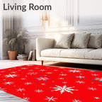 Red White Snowflake Collage Rug