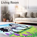 Spotted Horse Amidst Purple Flowers Rug
