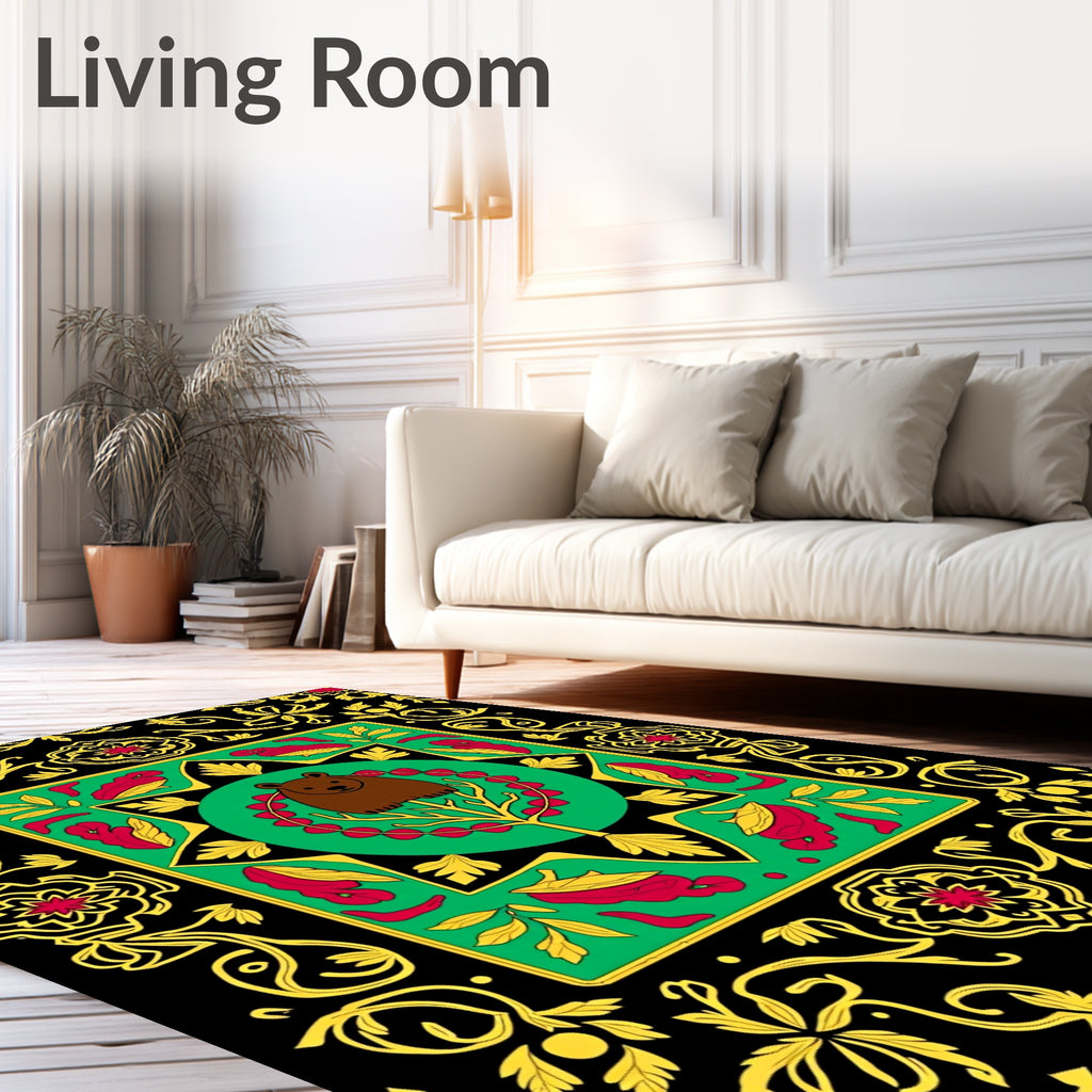 Bold Bear Floral Motif Rug