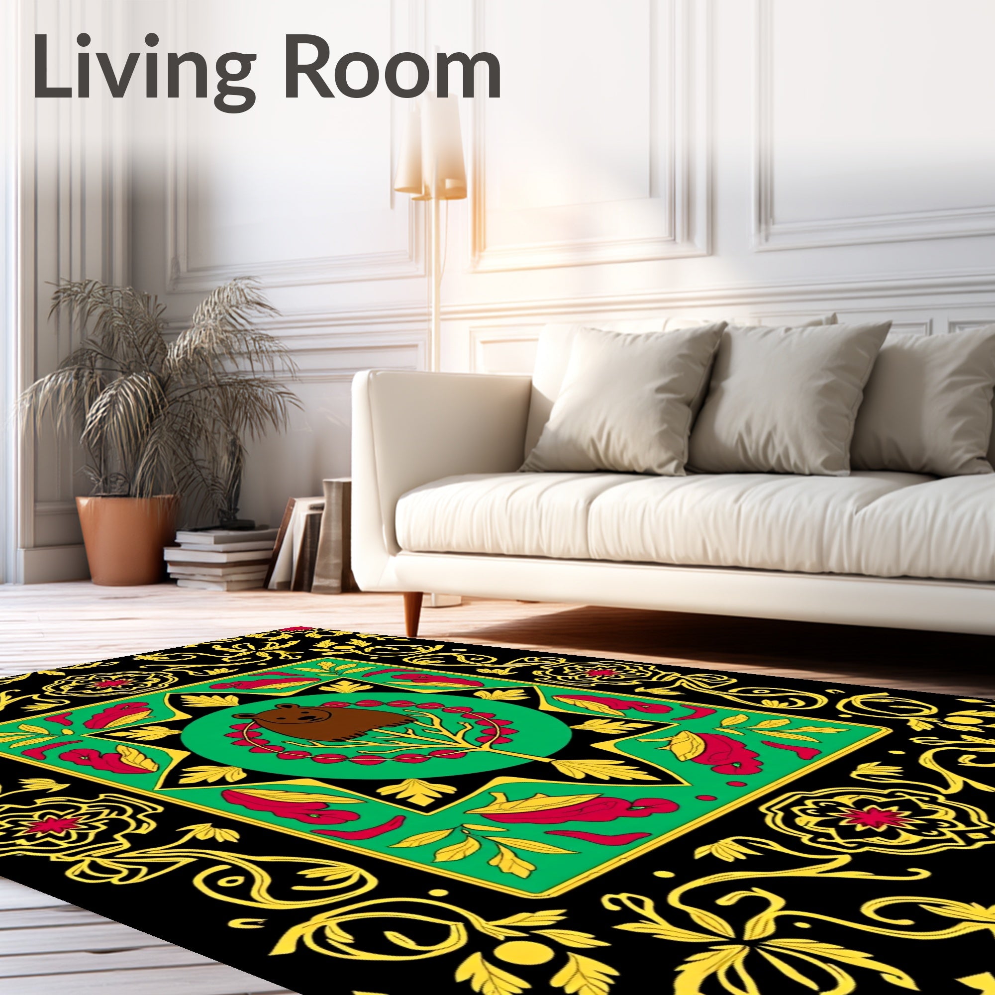 Bold Bear Floral Motif Rug