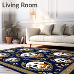 Golden Laurel Dog Portrait Navy Rug