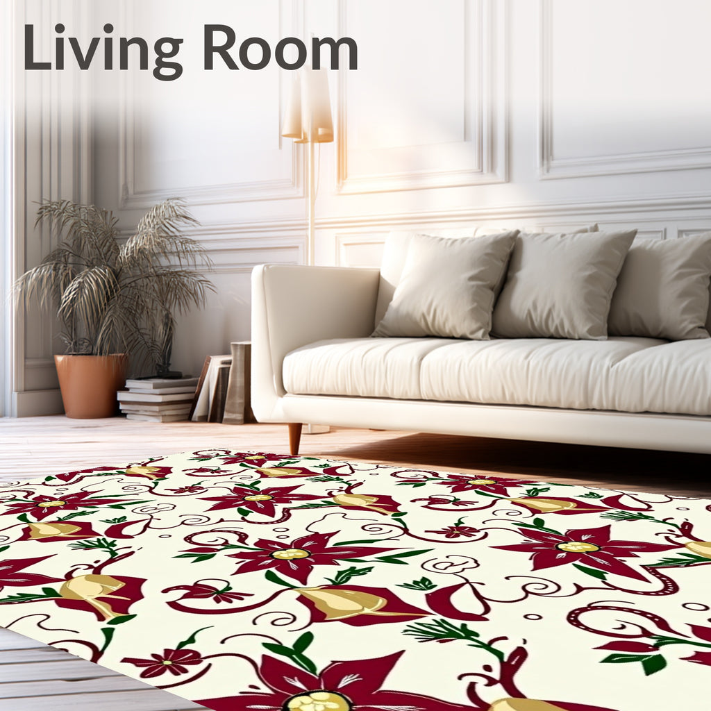 Dark Red Floral Bell Harmony Rug