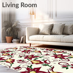 Dark Red Floral Bell Harmony Rug
