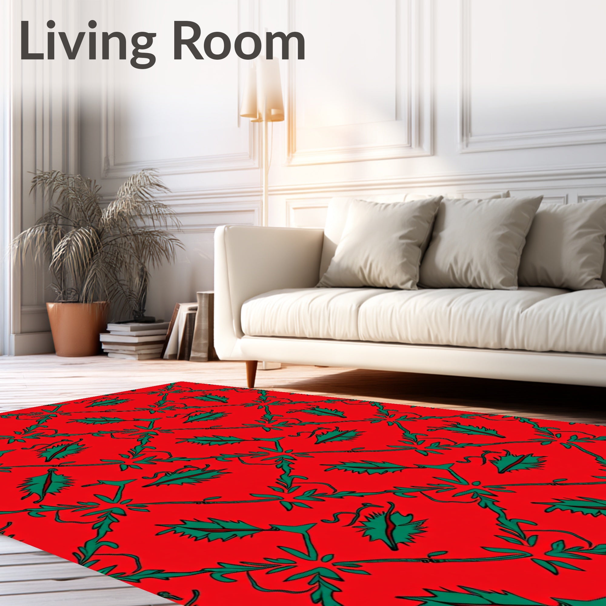 Crimson Emerald Vine Lattice Rug
