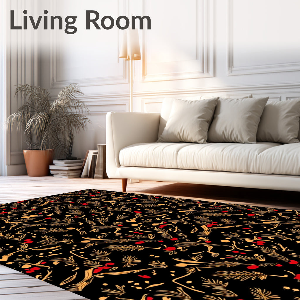 Warm Amber Red Floral Sprig Rug