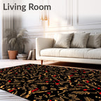 Warm Amber Red Floral Sprig Rug