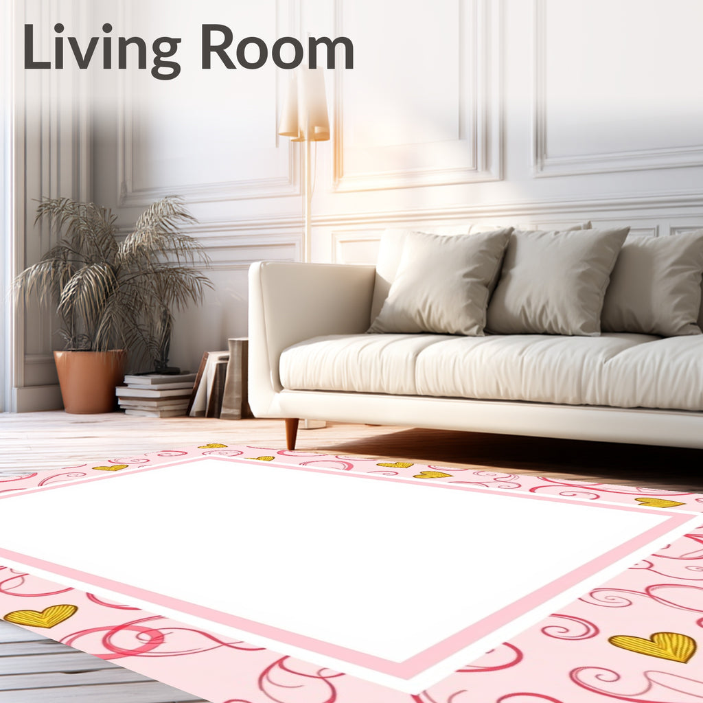Pink Swirl Heart Whimsical Fabric Rug