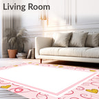 Pink Swirl Heart Whimsical Fabric Rug
