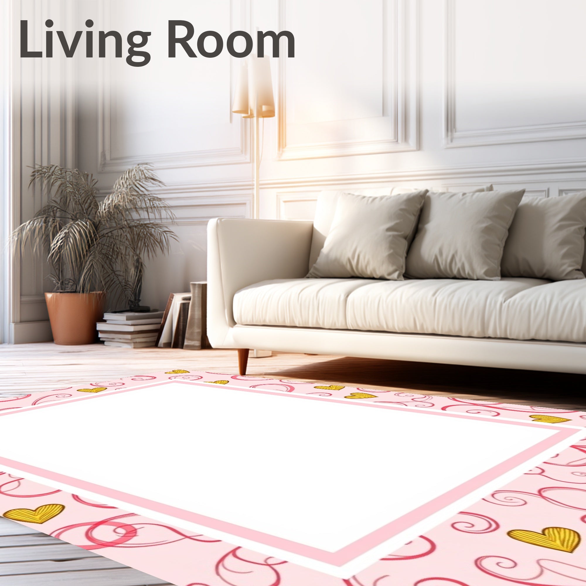 Pink Swirl Heart Whimsical Fabric Rug