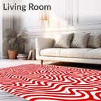 Bold Red Maze Curving Lines Rug