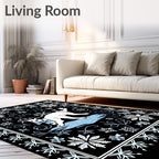 Winter Dog With Snowflake Border Rug