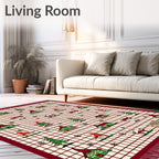 Charming Gnome Village Red Grid Rug