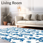 Bold Royal Blue Whimsical Figures Rug