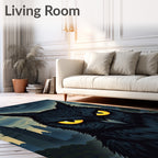 Mysterious Black Owl Yellow Eyed Vista Rug