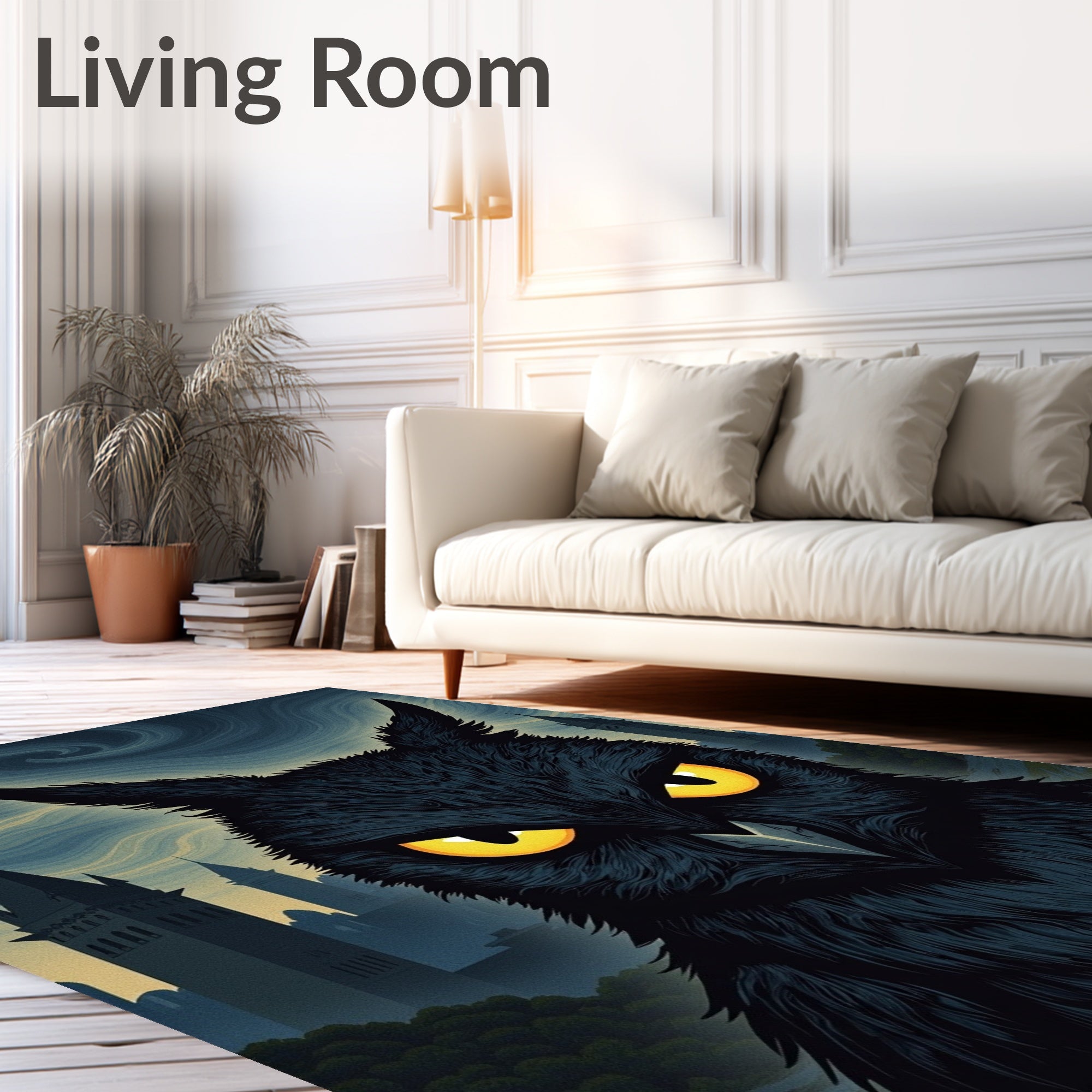 Mysterious Black Owl Yellow Eyed Vista Rug