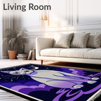 Mystical Gray Cat Starry Night Rug