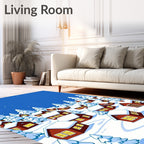 Cozy Snowy Village Scene Rug