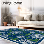 Navy Blue Snowflake Pine Needle Gala Rug