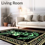 Whimsical Green Giraffe Starry Night Rug