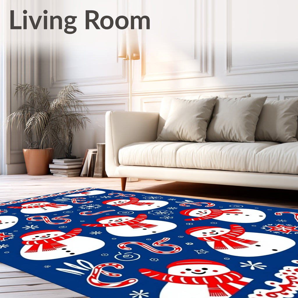 Charming Snowman Candy Cane Collage Rug
