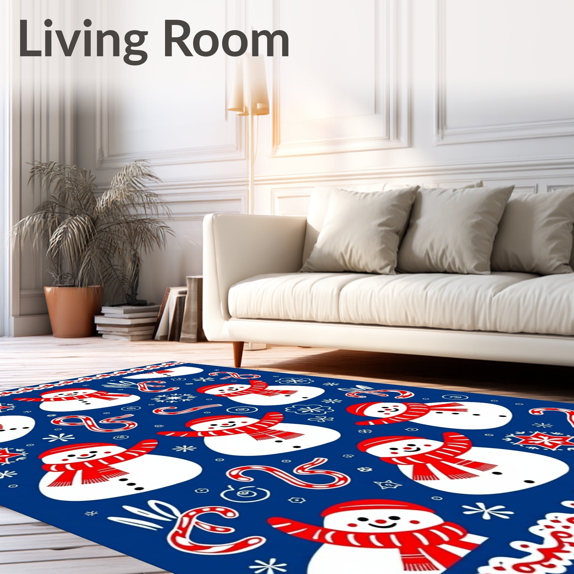 Charming Snowman Candy Cane Collage Rug