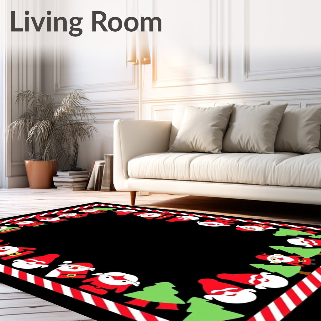 Christmas Gnomes and Trees Border Rug