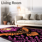Golden Owl Full Moon Forest Scene Rug