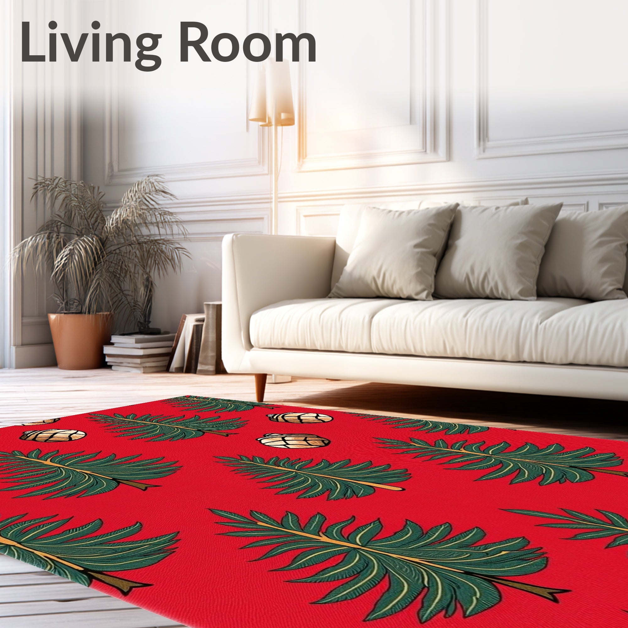 Red Evergreen Pinecone Christmas Rug