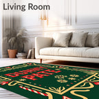 Crimson Red Festive Candy Cane Border Rug