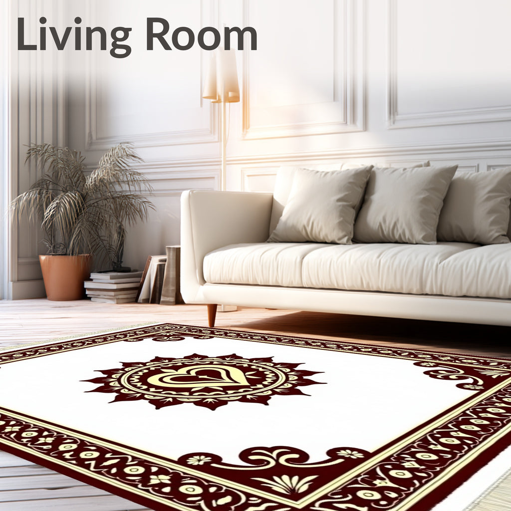 Crimson Heart Medallion Cream Border Rug