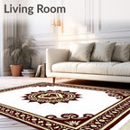 Crimson Heart Medallion Cream Border Rug