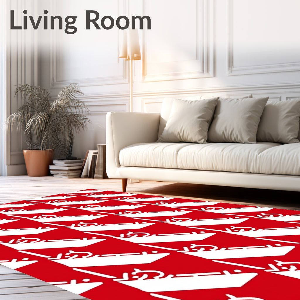 Bold Red Diagonal Stripe Geometric Rug