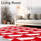Bold Red Diagonal Stripe Geometric Rug