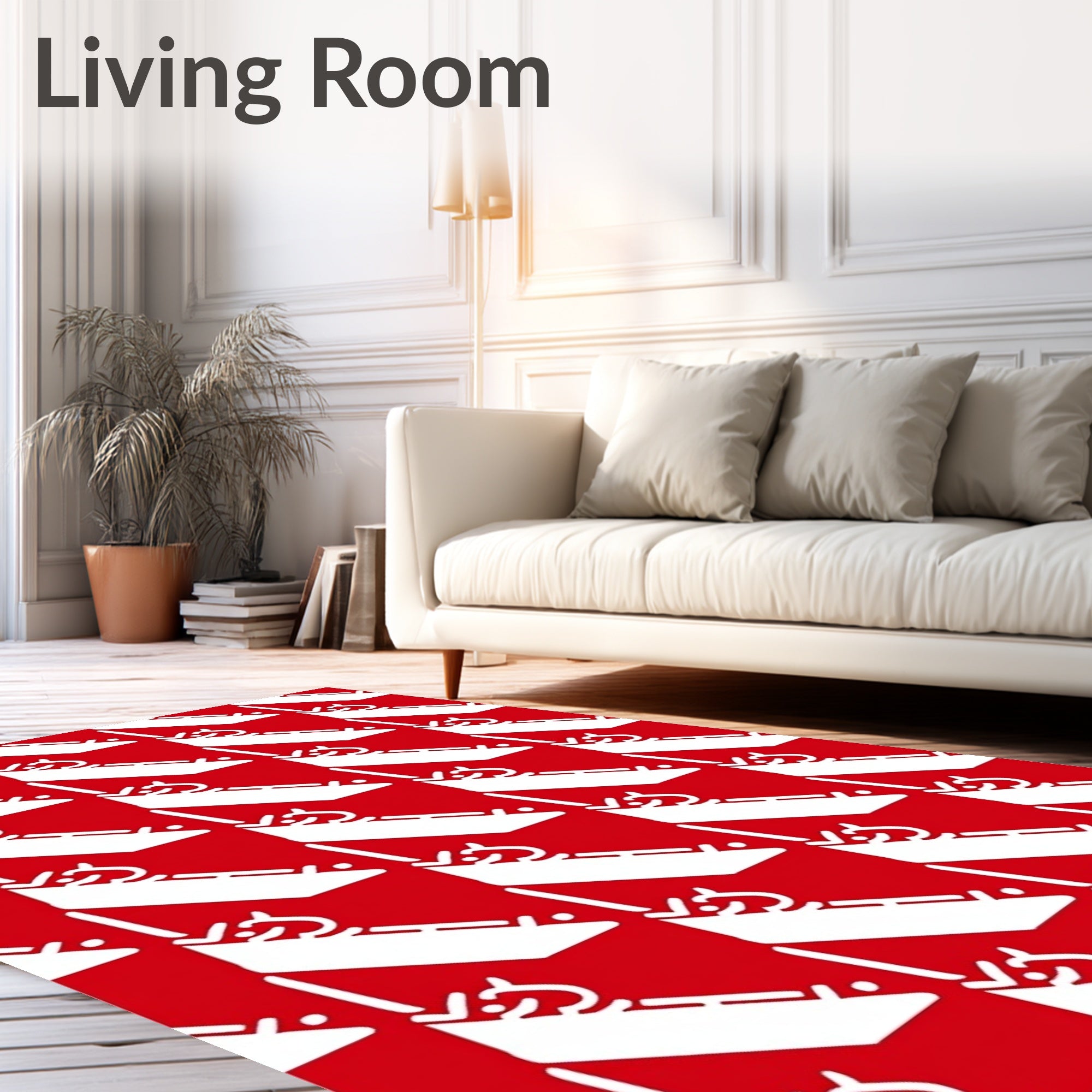 Bold Red Diagonal Stripe Geometric Rug