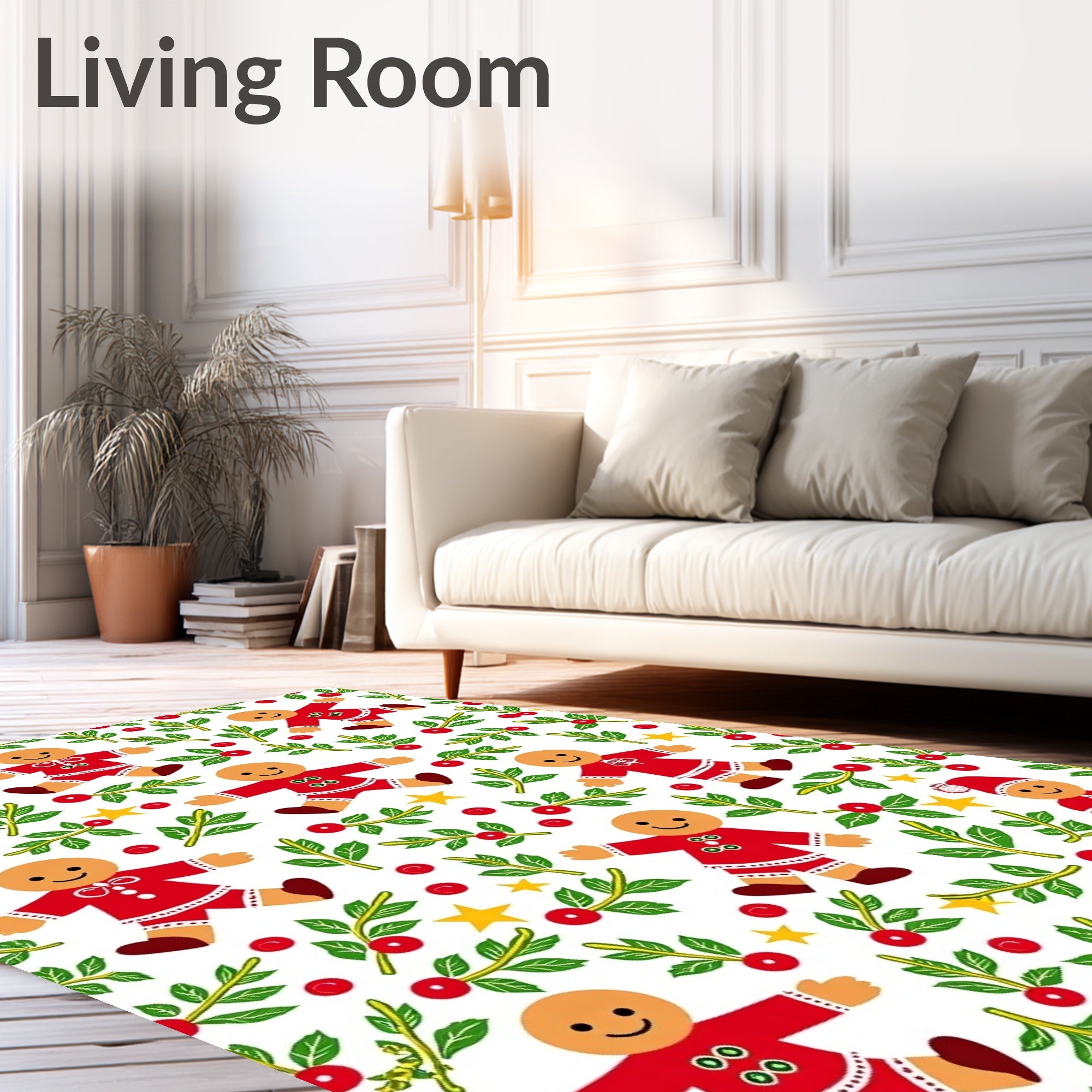 Cheerful Red Gingerbread Holiday Sprinkle Rug