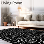 Hand Drawn White Twig Nature Rug